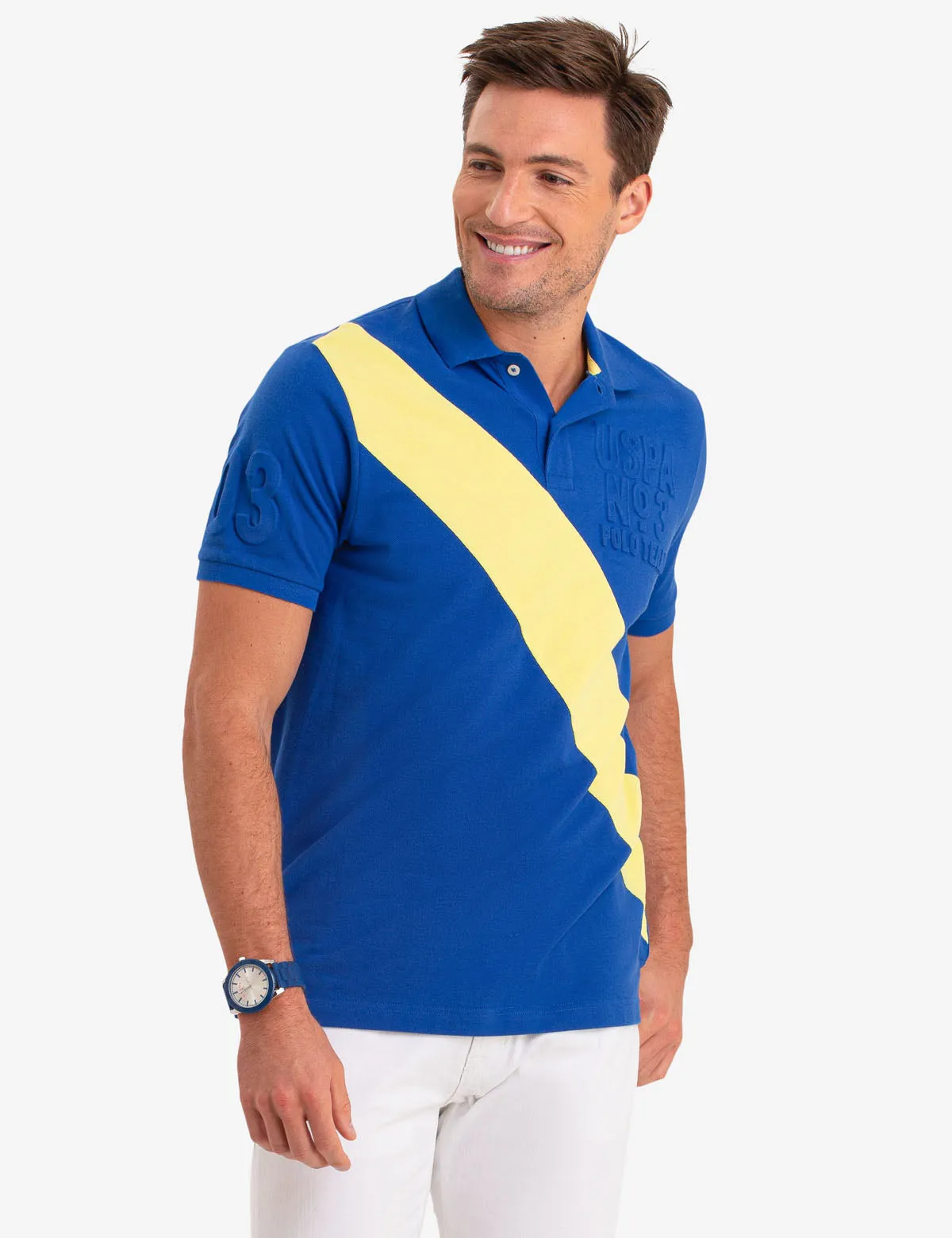 EMBOSSED LOGO DIAGONAL STRIPE POLO SHIRT sold by U.S. Polo Assn. product image thumbnail 5
