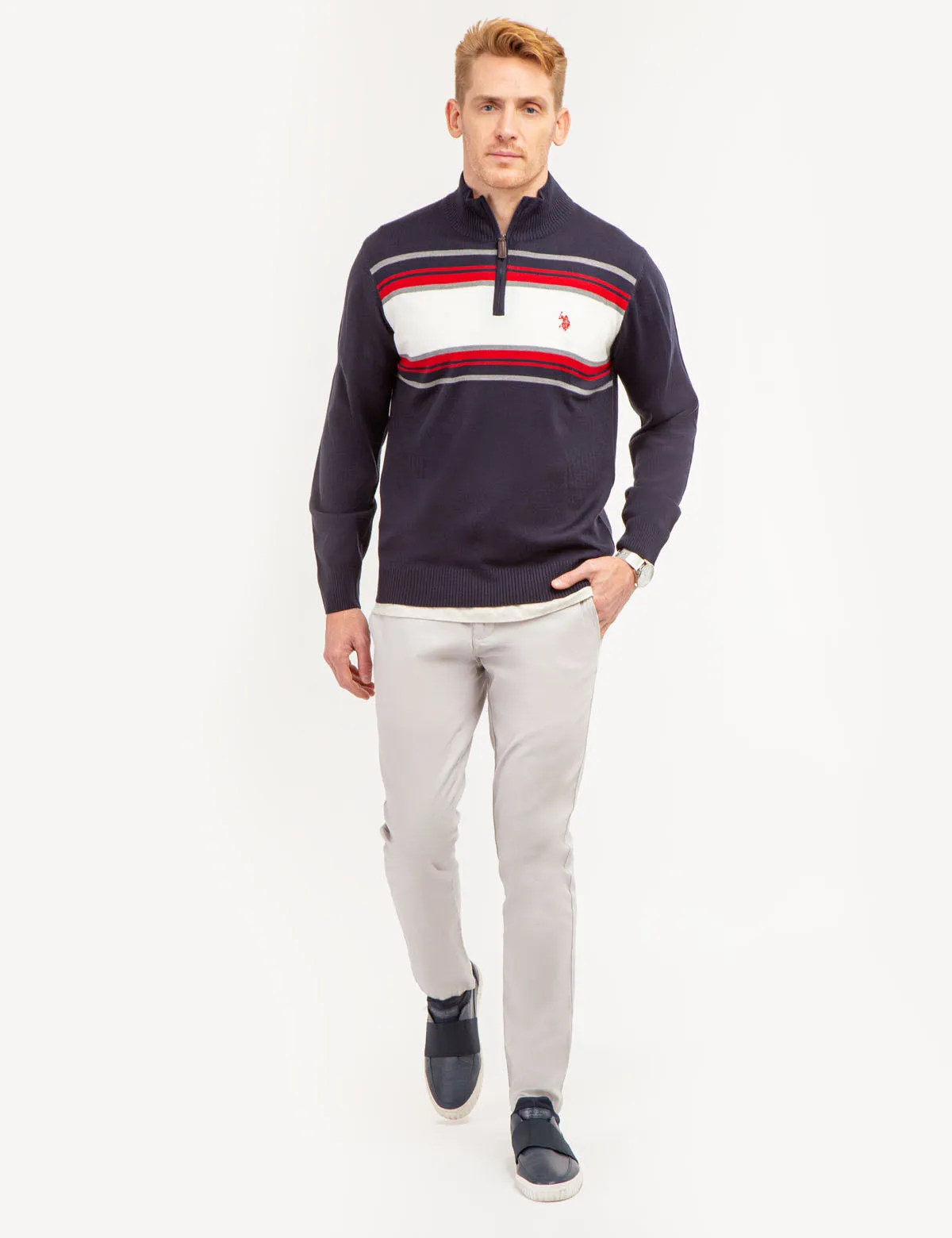 SOFT CHEST STRIPE 1/4 ZIP SWEATER sold by U.S. Polo Assn. product image thumbnail 2