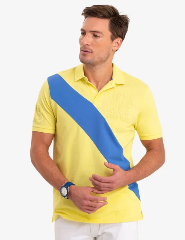 EMBOSSED LOGO DIAGONAL STRIPE POLO SHIRT sold by U.S. Polo Assn.