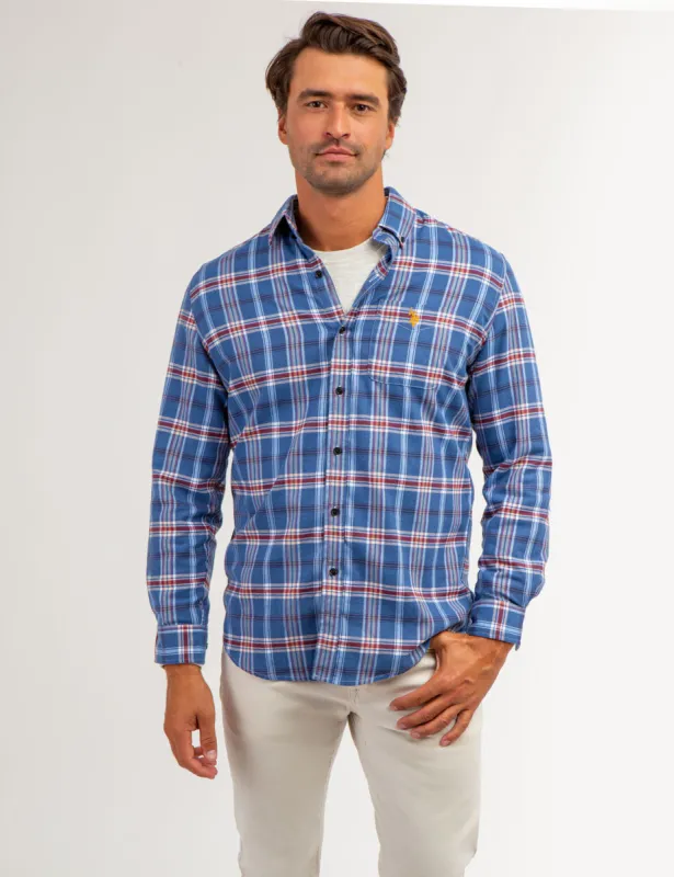 PLAID PEACHED TWILL LONG SLEEVE SHIRT sold by U.S. Polo Assn.