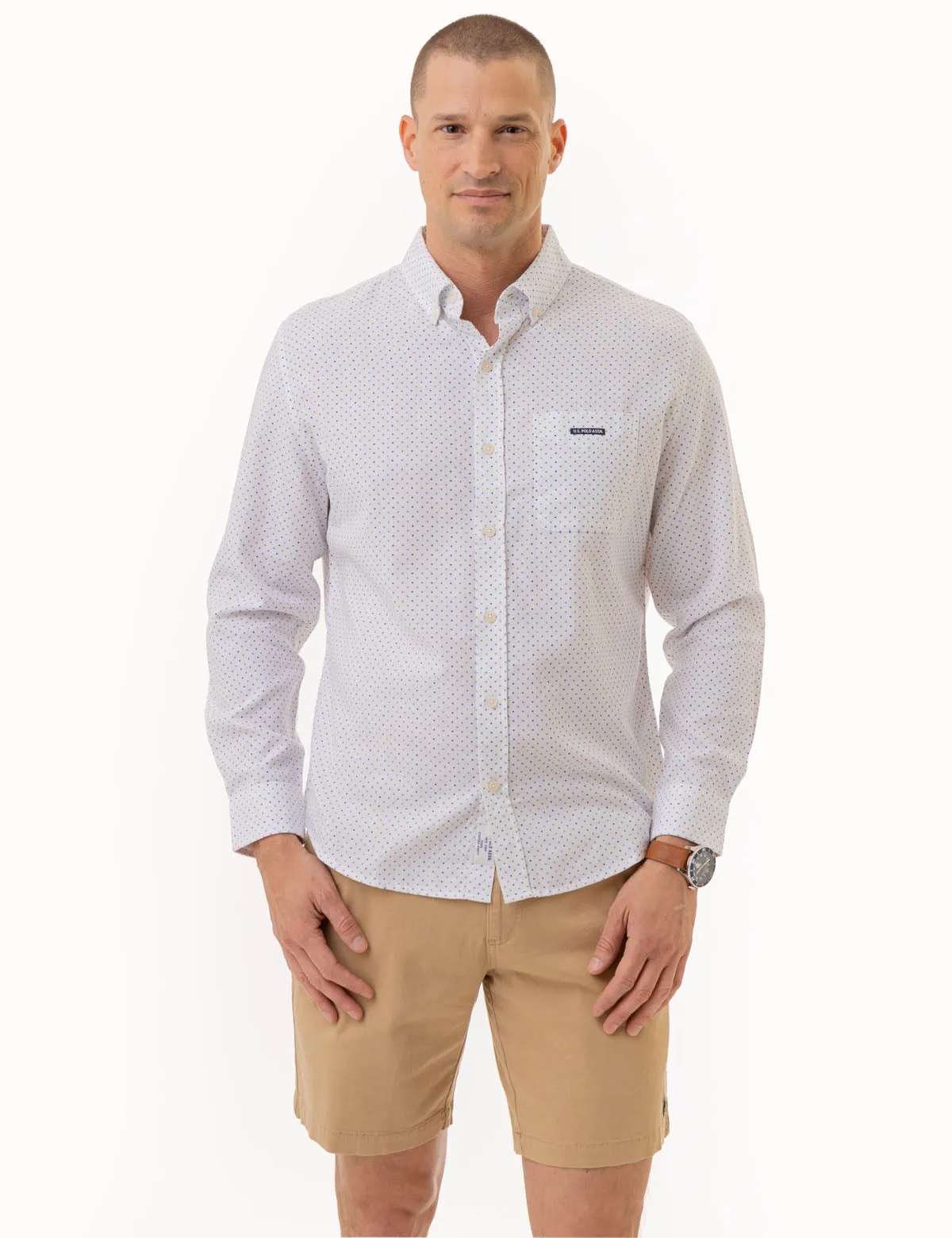 DOT PRINT ROYAL OXFORD LONG SLEEVE SHIRT sold by U.S. Polo Assn. product image thumbnail 5