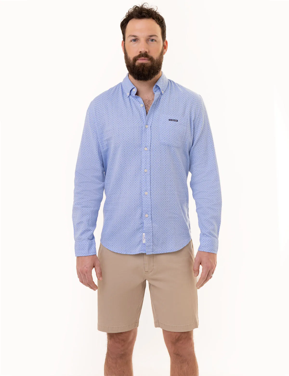 DOT PRINT ROYAL OXFORD LONG SLEEVE SHIRT sold by U.S. Polo Assn.