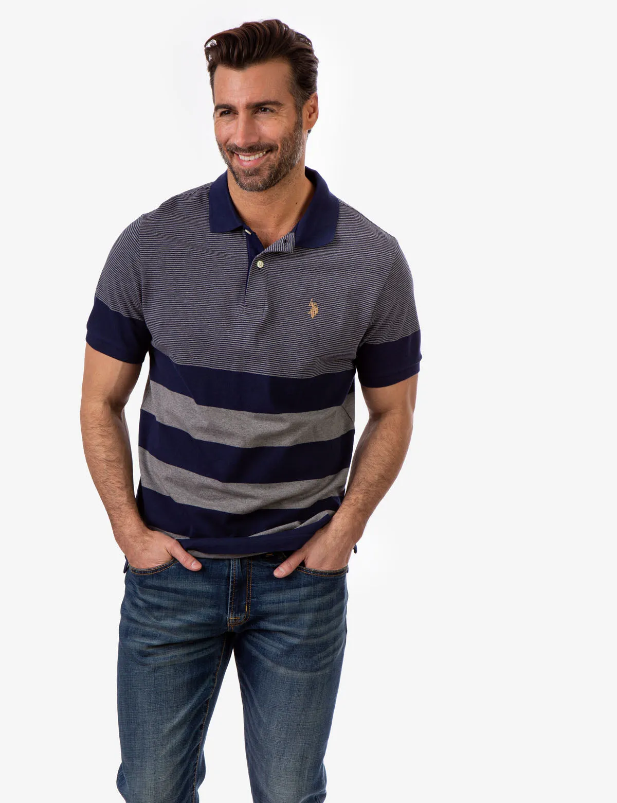 MULTI STRIPE PIQUE POLO SHIRT sold by U.S. Polo Assn.