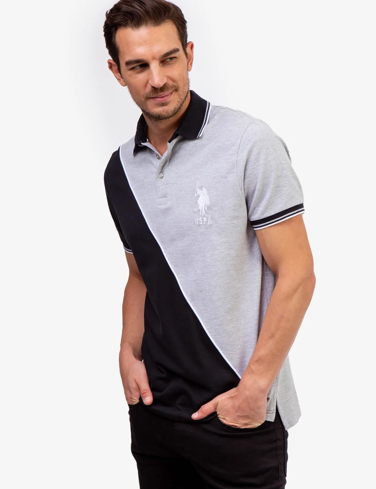DIAGONAL COLORBLOCK PIQUE POLO SHIRT sold by U.S. Polo Assn.