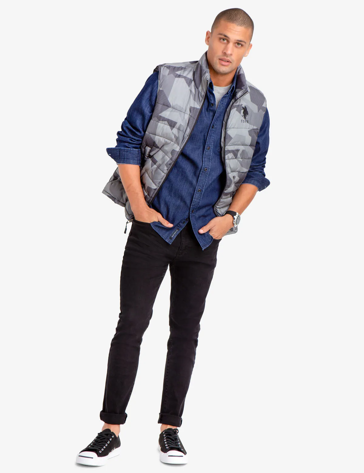 GEOMETRIC CAMO PUFFER VEST sold by U.S. Polo Assn. product image thumbnail 2