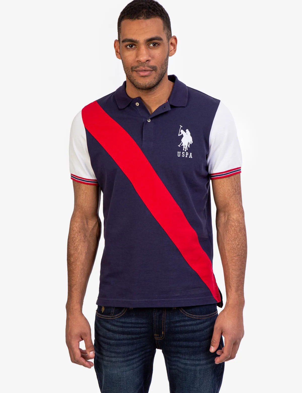 DIAGONAL COLORBLOCK POLO SHIRT sold by U.S. Polo Assn.