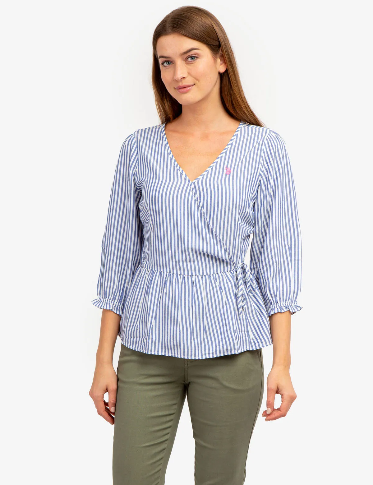 LONG SLEEVE STRIPED WRAP TOP sold by U.S. Polo Assn.