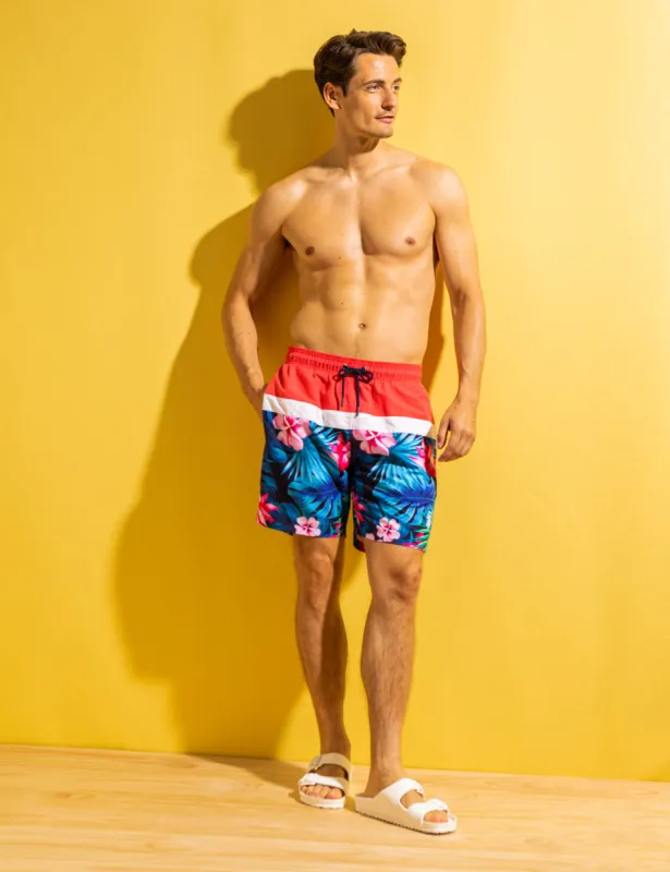 7 TROPICAL COLORBLOCK SWIM TRUNKS sold by U.S. Polo Assn.