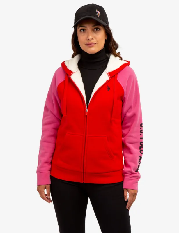 RAGLAN COLORBLOCK SHERPA HOODIE sold by U.S. Polo Assn.