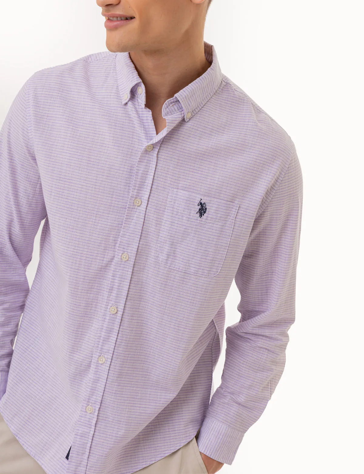 LONG SLEEVE HORIZONTAL STRIPE WOVEN SHIRT sold by U.S. Polo Assn. product image thumbnail 4