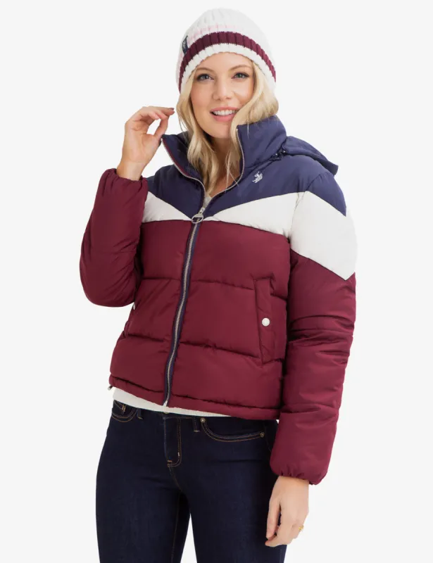 TRI-COLOR PUFFER COAT sold by U.S. Polo Assn.