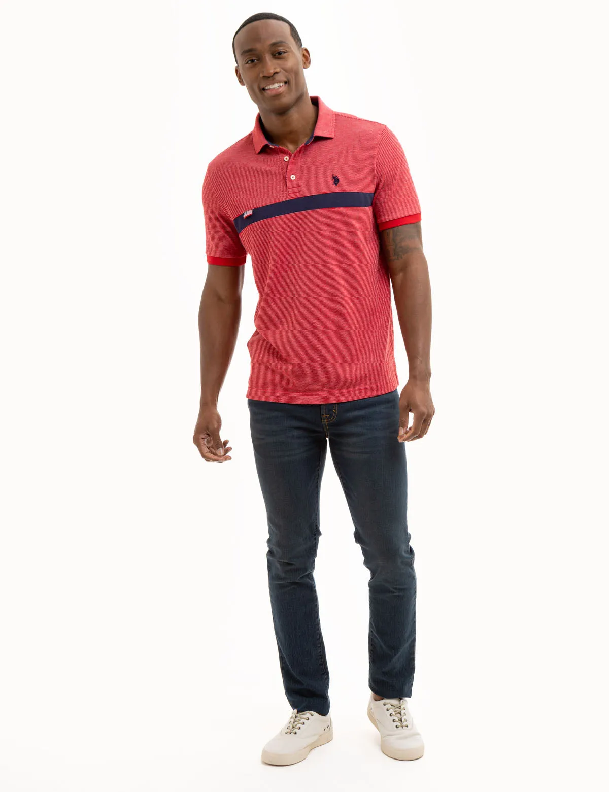 JACQUARD PIQUE PIECED POLO SHIRT sold by U.S. Polo Assn. product image thumbnail 3