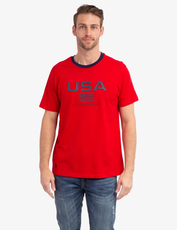 EMBOSSED USA FLAG JERSEY T-SHIRT sold by U.S. Polo Assn.