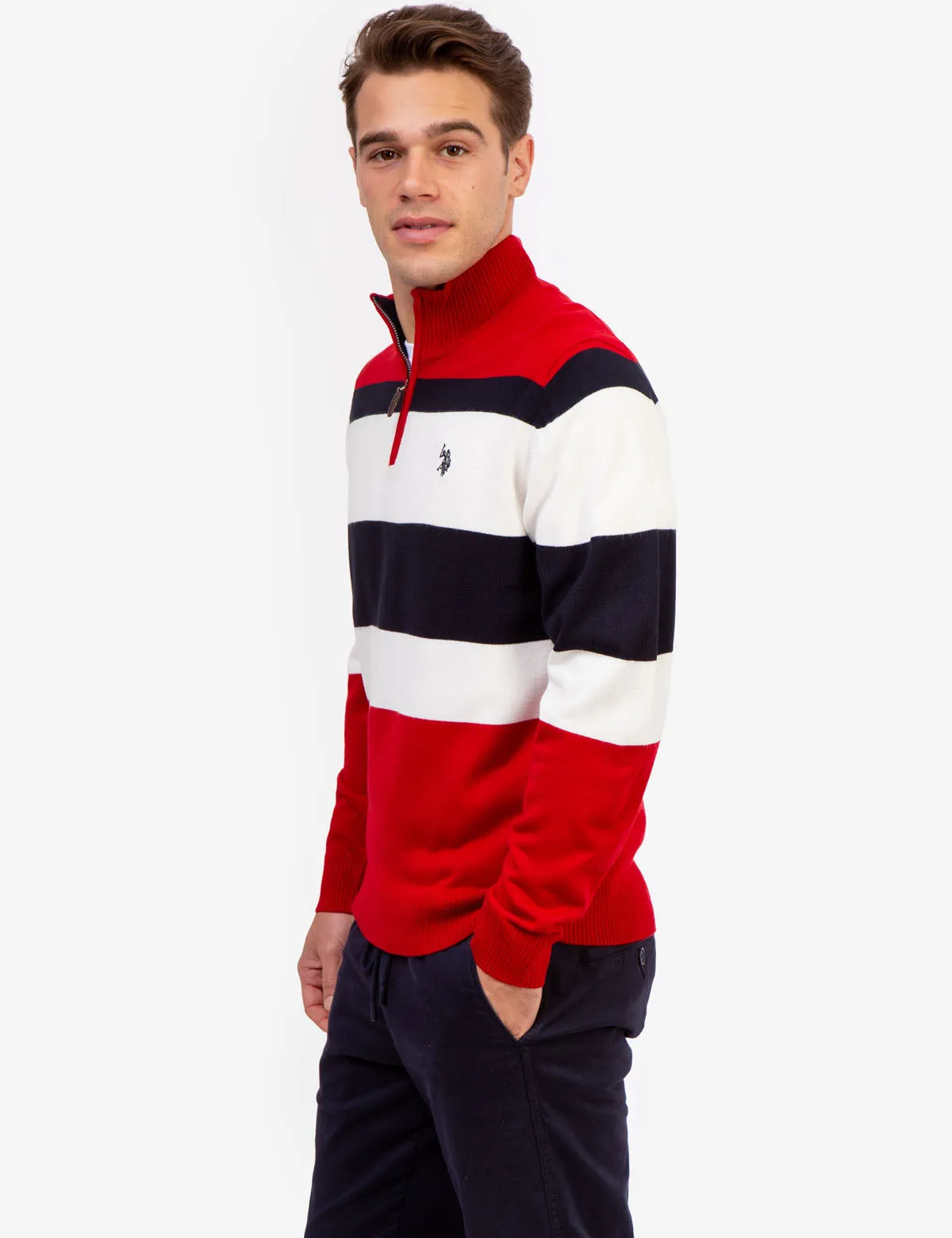 JERSEY STRIPED QUARTER ZIP SWEATER sold by U.S. Polo Assn. product image thumbnail 5