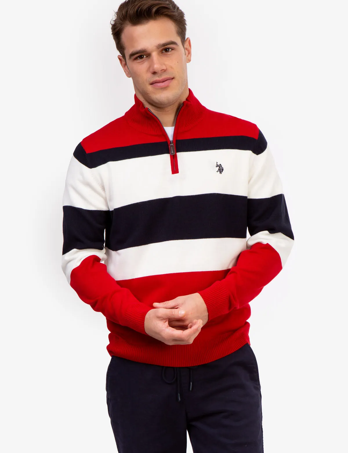 JERSEY STRIPED QUARTER ZIP SWEATER sold by U.S. Polo Assn. product image thumbnail 3