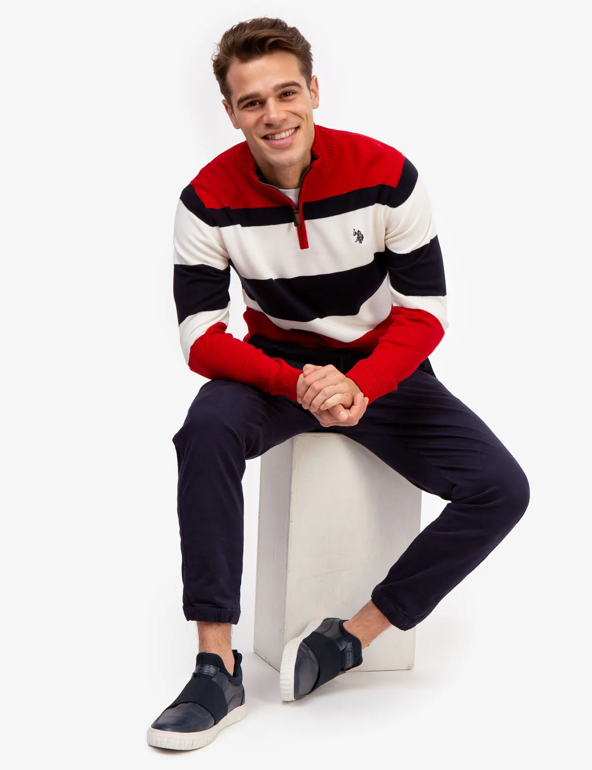 JERSEY STRIPED QUARTER ZIP SWEATER sold by U.S. Polo Assn. product image thumbnail 4