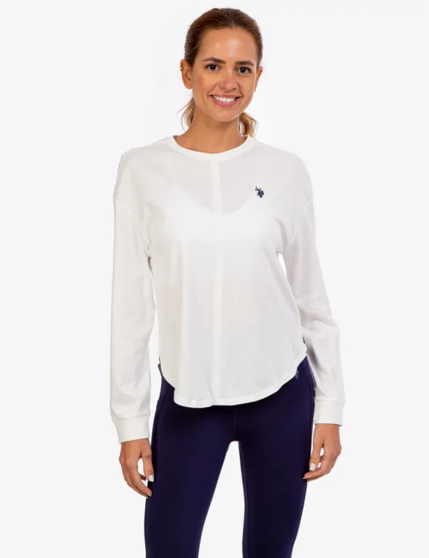 LONG SLEEVE CURVED HEM CREW NECK TOP made by U.S. Polo Assn.