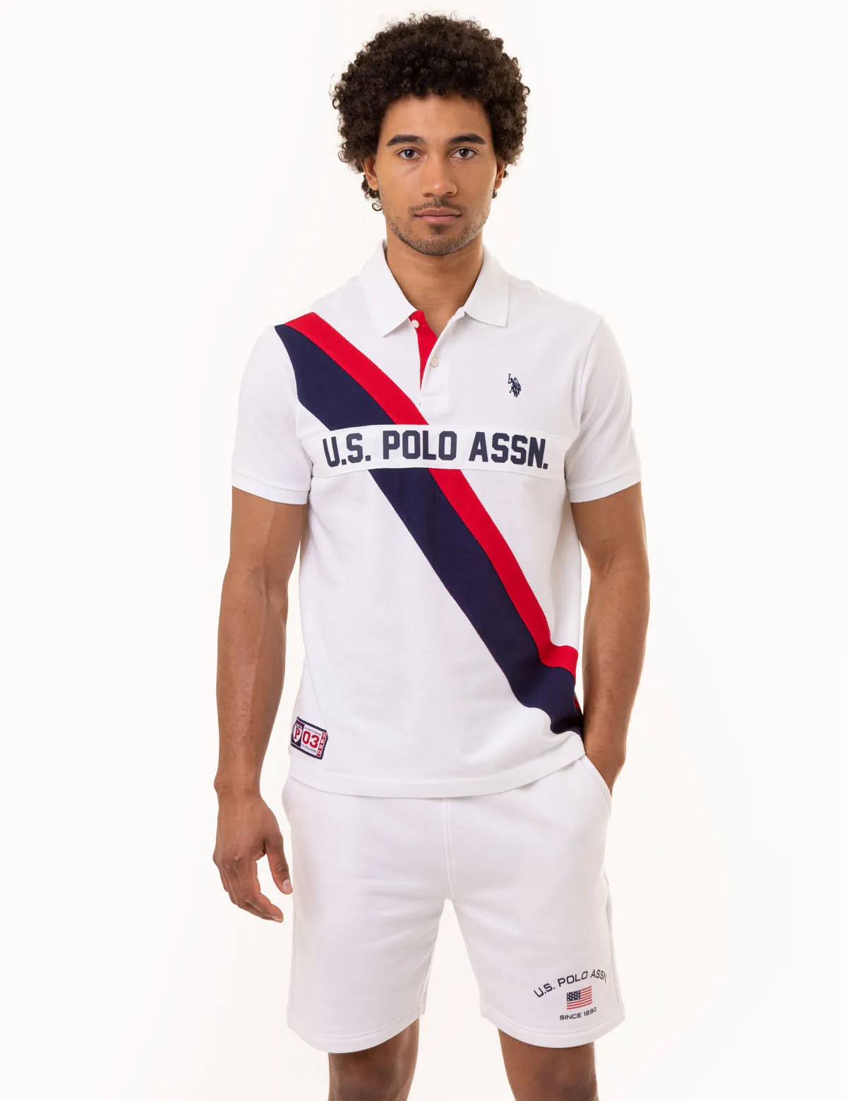 PIECED DIAGONAL SASH PIQUE POLO SHIRT sold by U.S. Polo Assn.