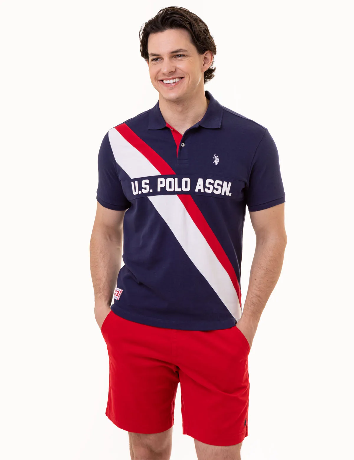 PIECED DIAGONAL SASH PIQUE POLO SHIRT sold by U.S. Polo Assn. product image thumbnail 3