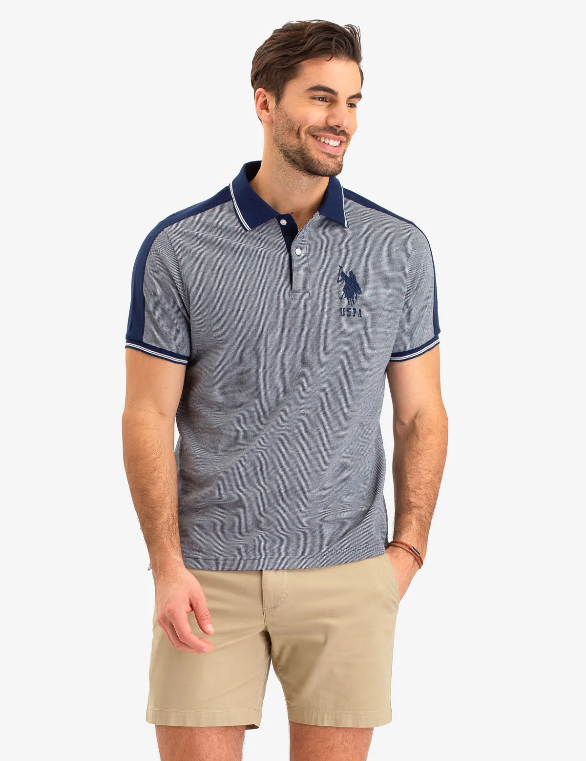 JACQUARD SHOULDER STRIPE POLO SHIRT sold by U.S. Polo Assn. product image thumbnail 5