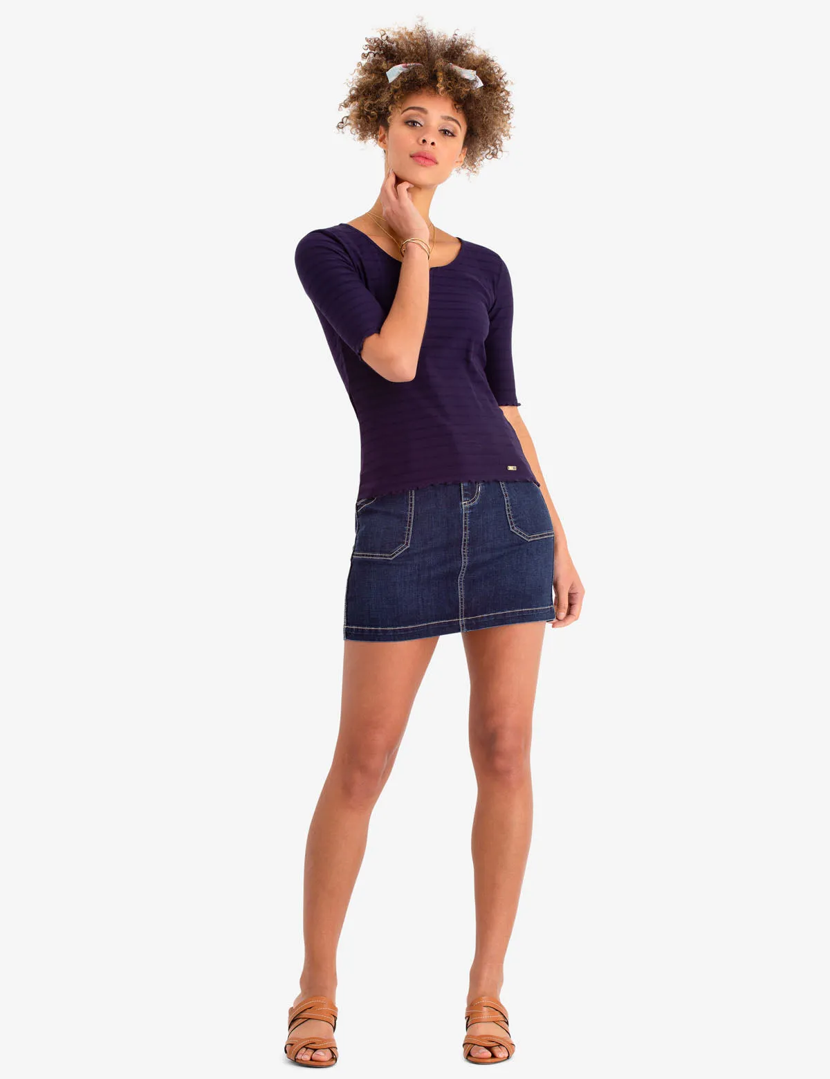 RUFFLE HEM V-NECK TOP sold by U.S. Polo Assn. product image thumbnail 2