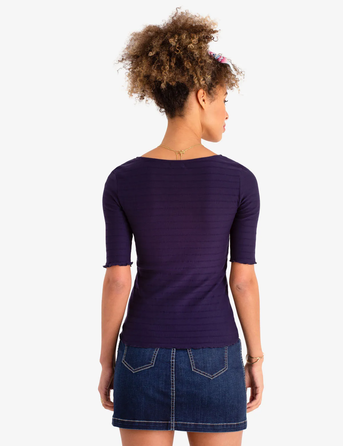 RUFFLE HEM V-NECK TOP sold by U.S. Polo Assn. product image thumbnail 3