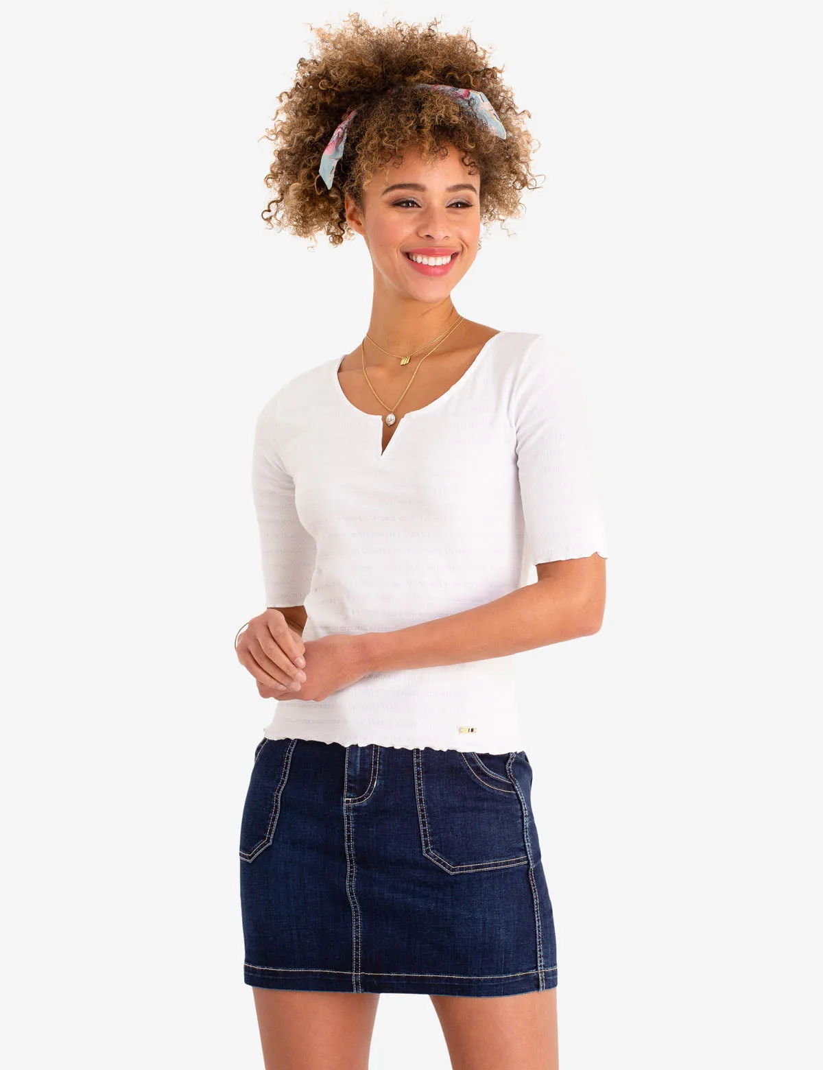 RUFFLE HEM V-NECK TOP sold by U.S. Polo Assn. product image thumbnail 5