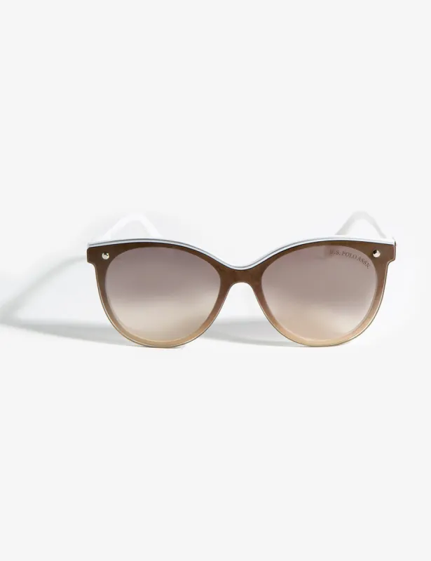 LADIES CAT-EYE SHIELD ENAMEL TOP RIM SUNGLASSES sold by U.S. Polo Assn.
