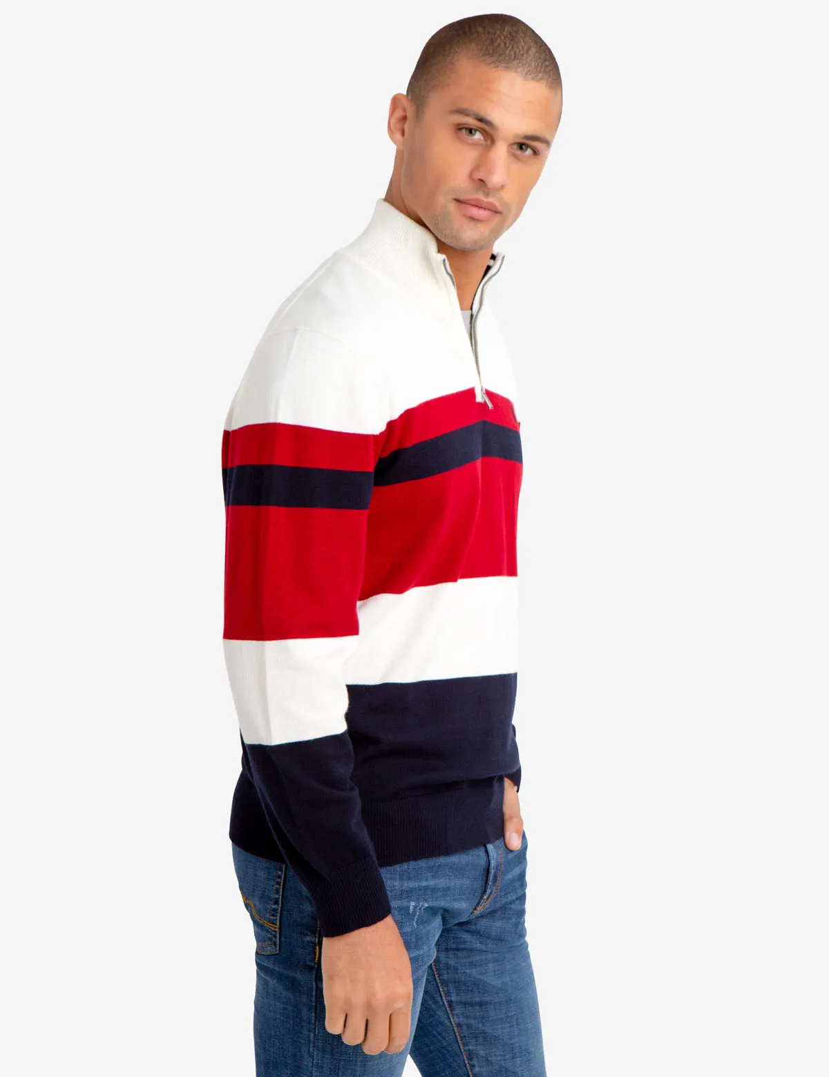 QUARTER ZIP STRIPED SWEATER sold by U.S. Polo Assn. product image thumbnail 3