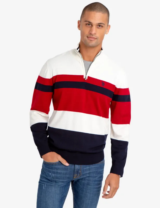 QUARTER ZIP STRIPED SWEATER sold by U.S. Polo Assn.
