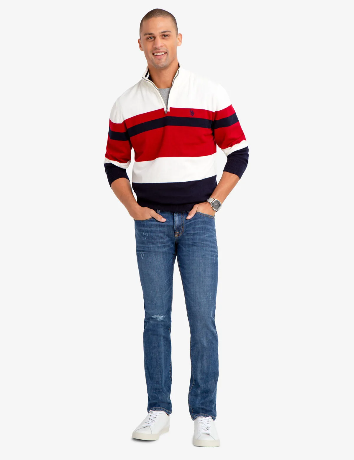 QUARTER ZIP STRIPED SWEATER sold by U.S. Polo Assn. product image thumbnail 2