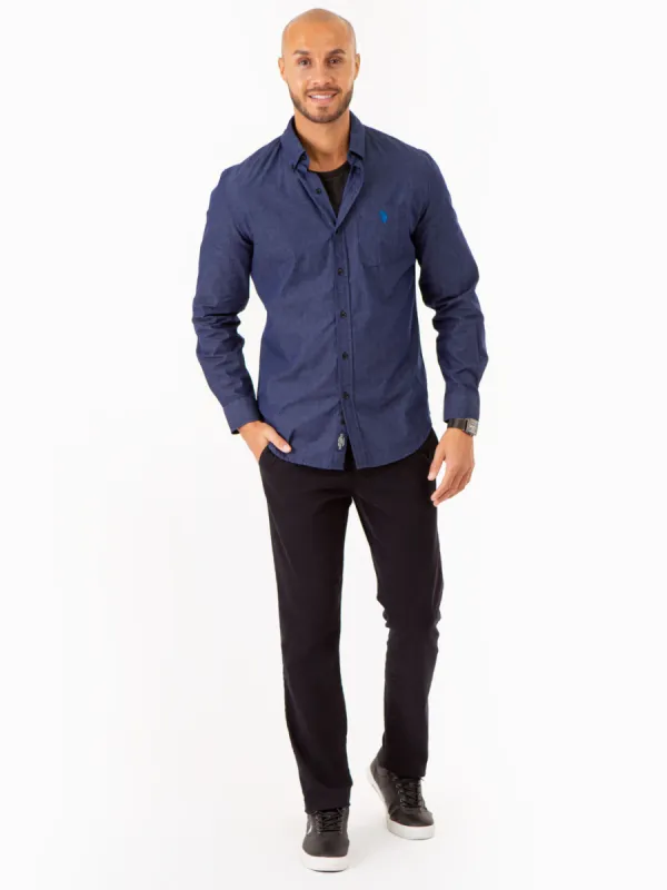 COTTON YARN DYE TEXTURED LONG SLEEVE SHIRT sold by U.S. Polo Assn.