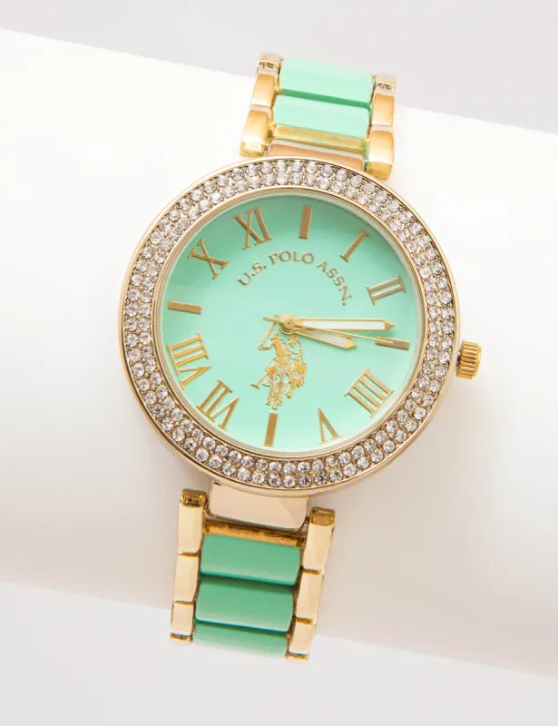 LADIES MINT LINK EMBELLISHED WATCH sold by U.S. Polo Assn.