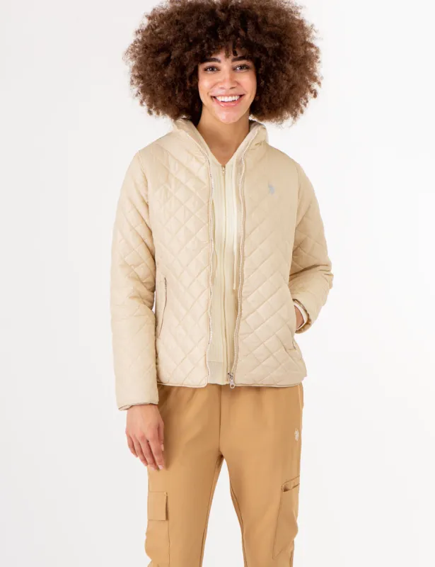 QUILTED SIDE KNIT MOTO JACKET sold by U.S. Polo Assn.