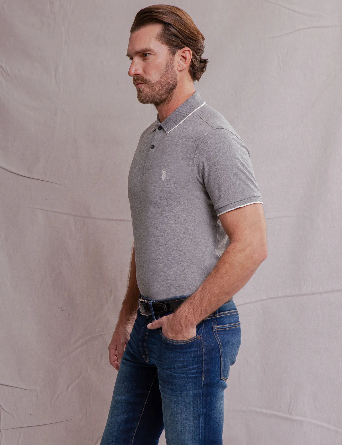 WHITE LABEL MERCERIZED COTTON POLO SHIRT sold by U.S. Polo Assn. product image thumbnail 3