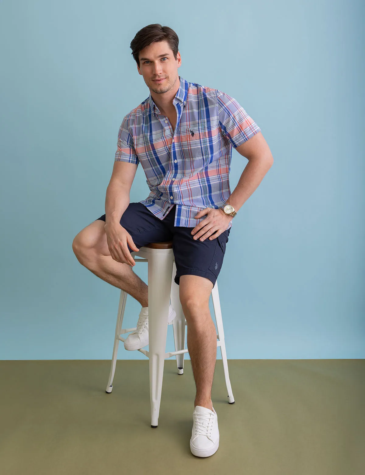 PLAID SHORT SLEEVE WOVEN SHIRT WITH POCKET sold by U.S. Polo Assn. product image thumbnail 2