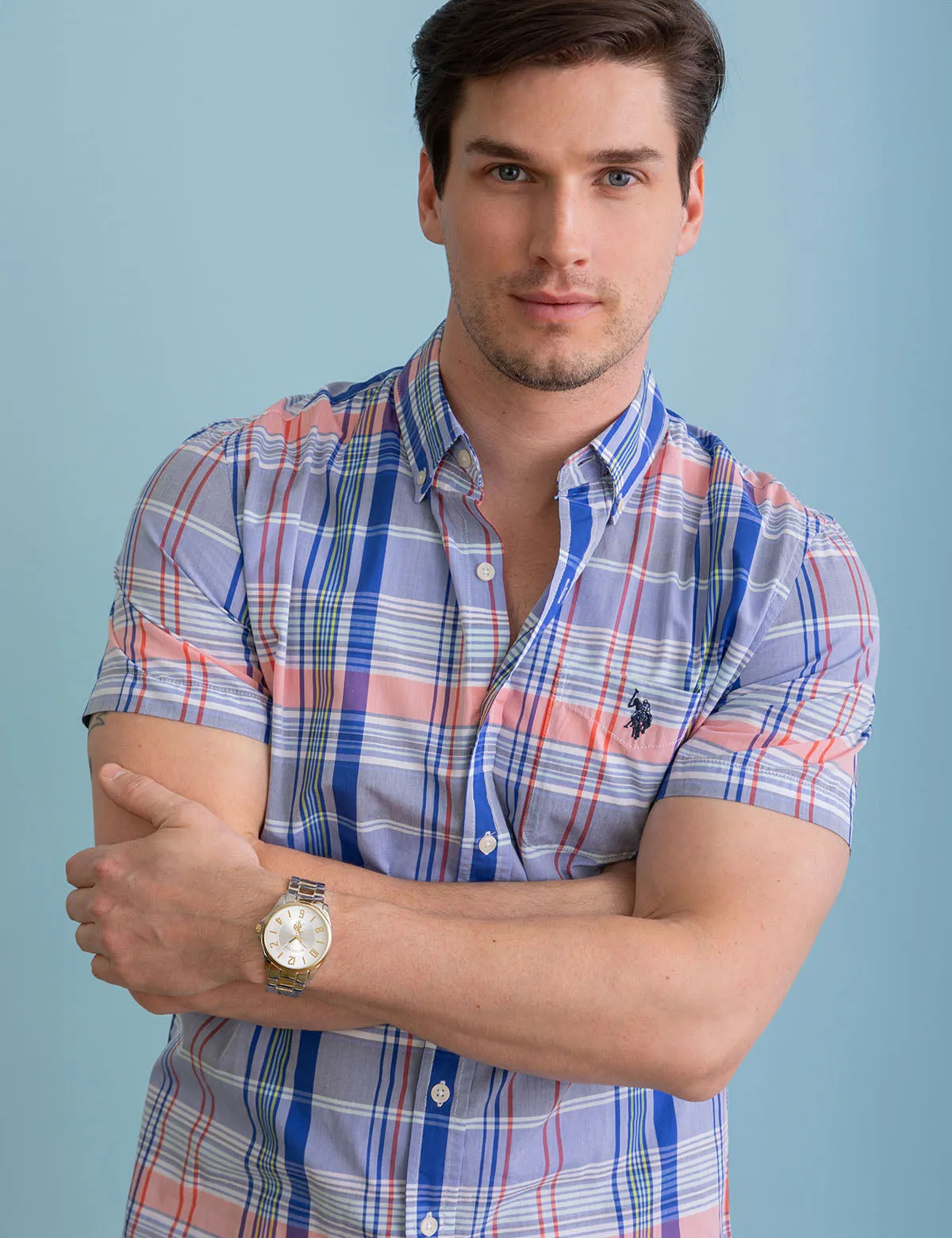 PLAID SHORT SLEEVE WOVEN SHIRT WITH POCKET sold by U.S. Polo Assn.