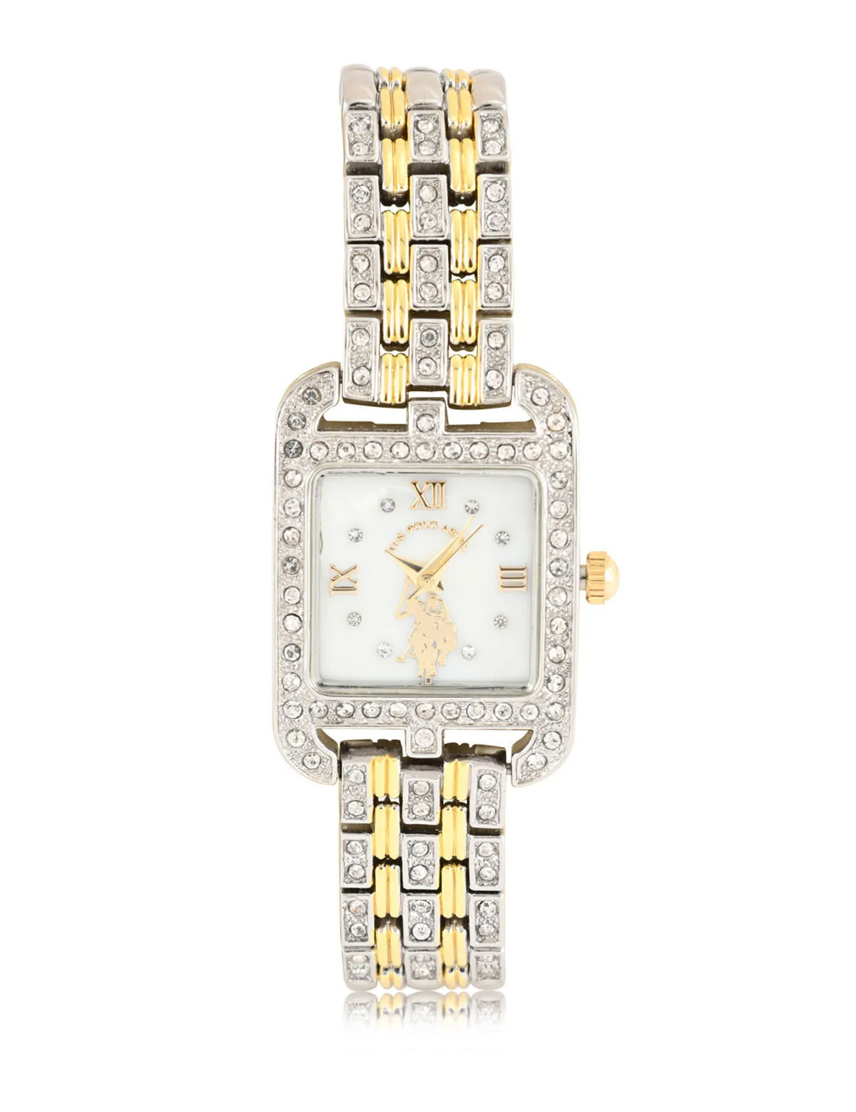 LADIES RECTANGULAR TWO TONE CRYSTAL BRACELET WATCH sold by U.S. Polo Assn. product image thumbnail 4