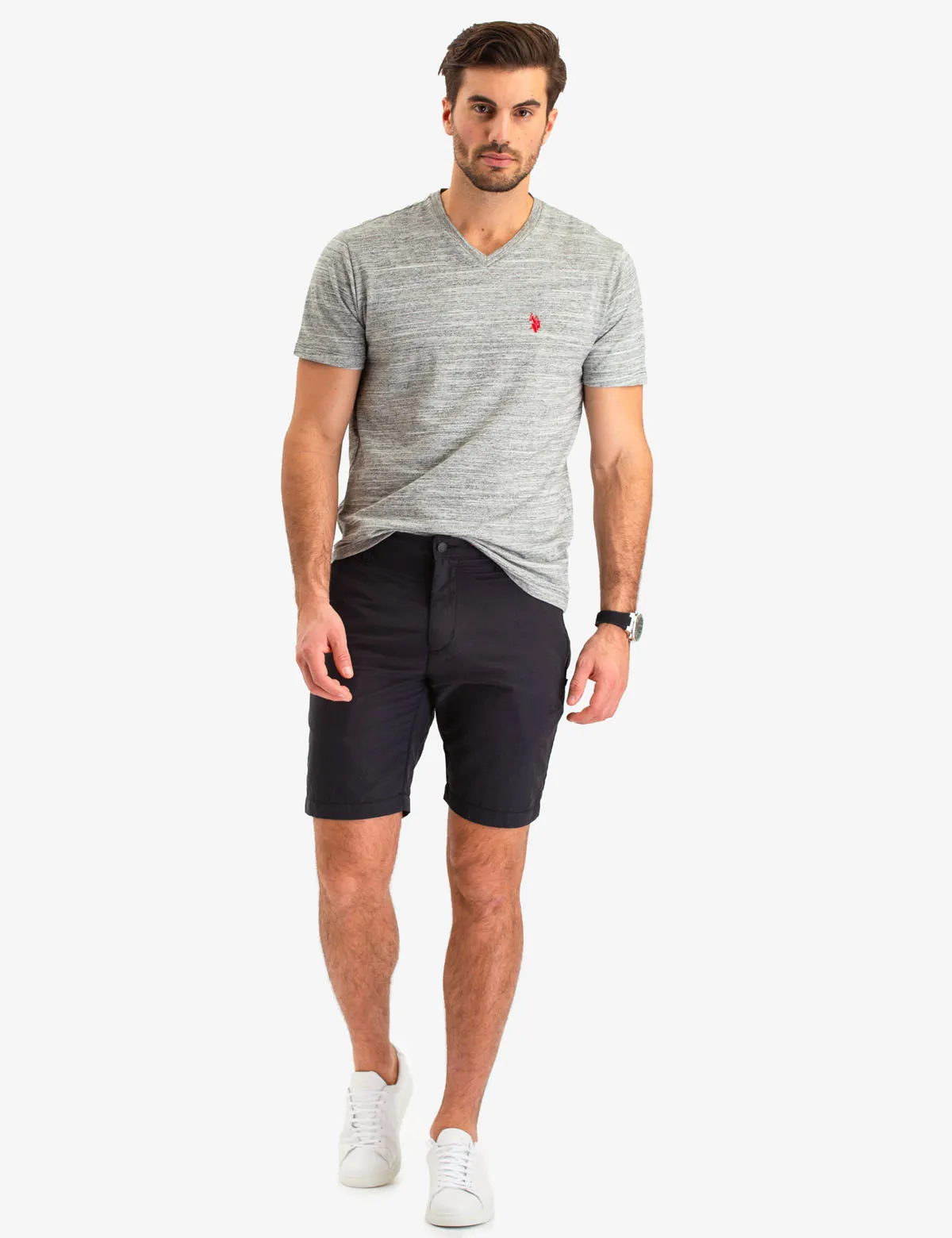 LINEAR SPACE DYE V-NECK T-SHIRT sold by U.S. Polo Assn. product image thumbnail 4