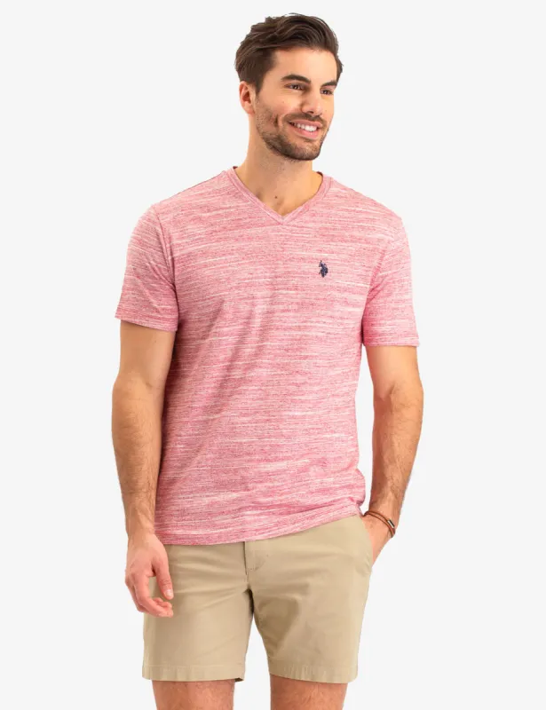 LINEAR SPACE DYE V-NECK T-SHIRT sold by U.S. Polo Assn.