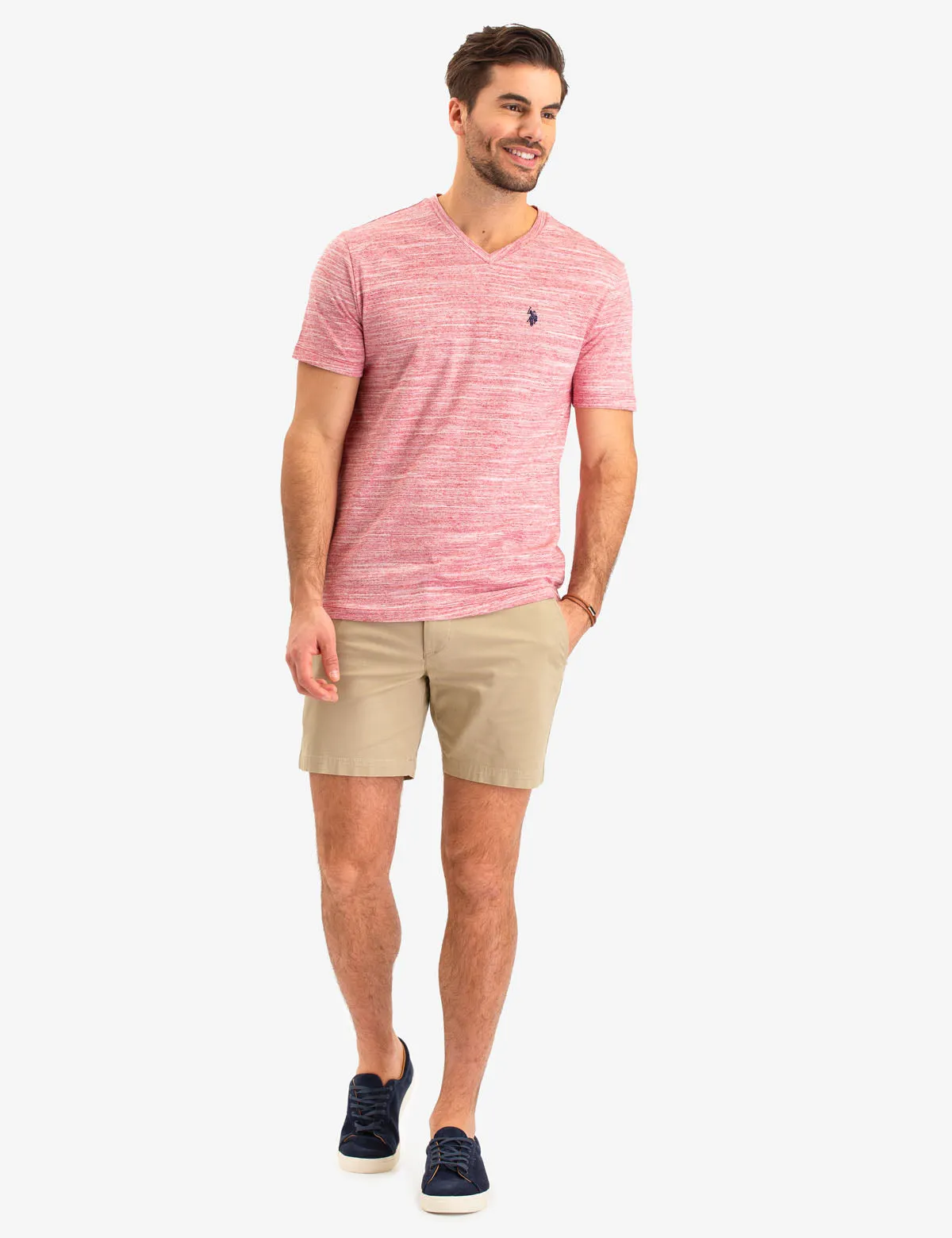 LINEAR SPACE DYE V-NECK T-SHIRT sold by U.S. Polo Assn. product image thumbnail 2