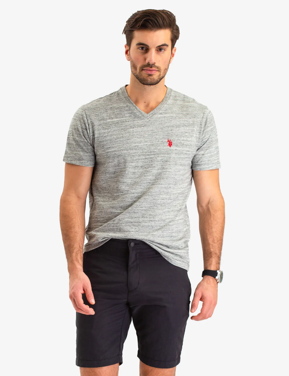 LINEAR SPACE DYE V-NECK T-SHIRT sold by U.S. Polo Assn. product image thumbnail 3