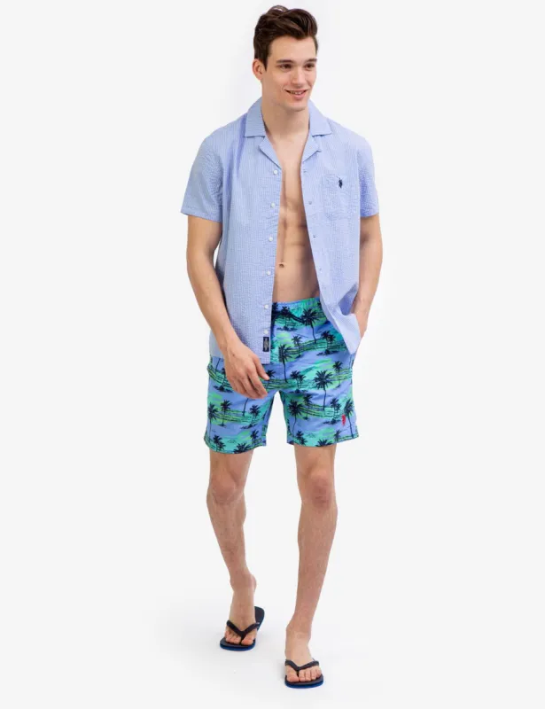 7" PALM PRINT SWIM TRUNKS sold by U.S. Polo Assn.