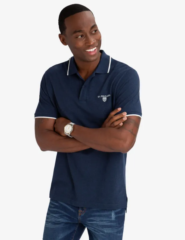 MARLED YARN POLO SHIRT WITH EMBROIDERED CREST sold by U.S. Polo Assn.
