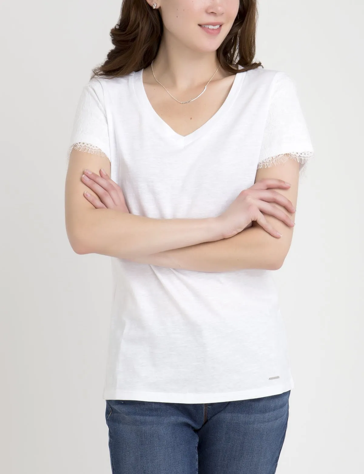 LACE SLEEVE V-NECK T-SHIRT sold by U.S. Polo Assn. product image thumbnail 2