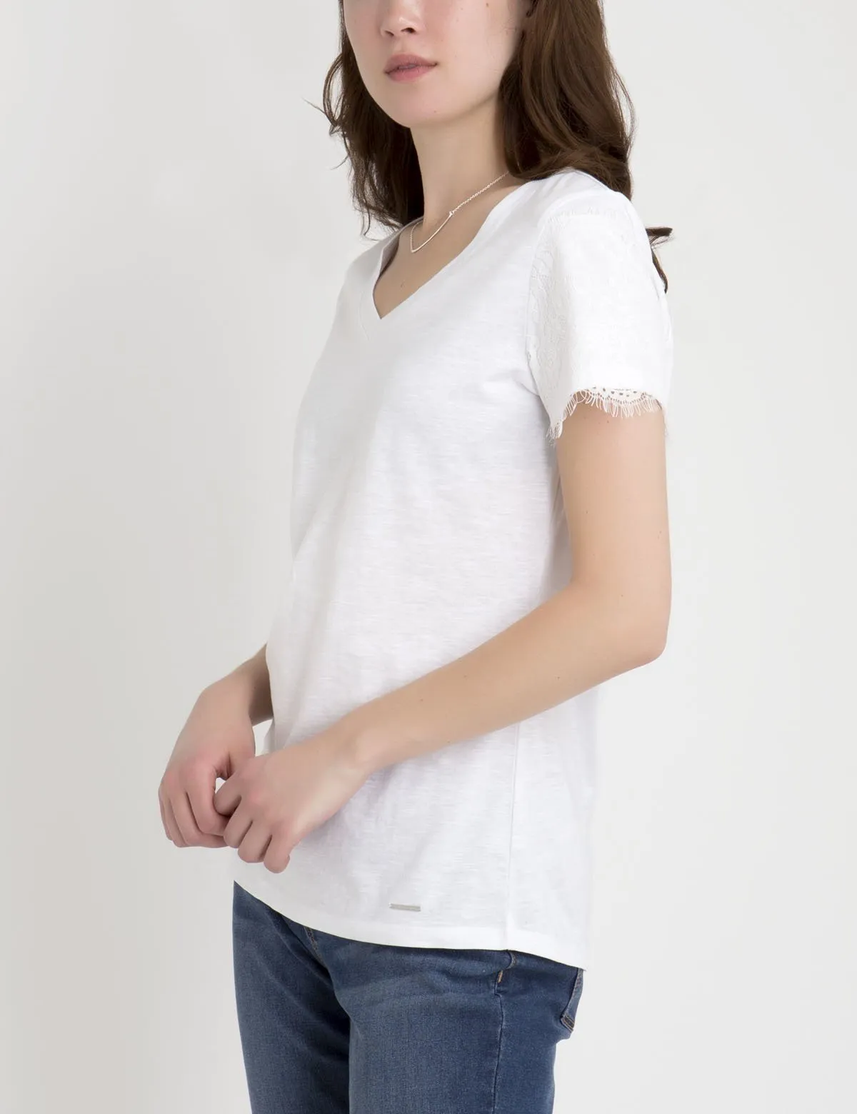 LACE SLEEVE V-NECK T-SHIRT sold by U.S. Polo Assn. product image thumbnail 3