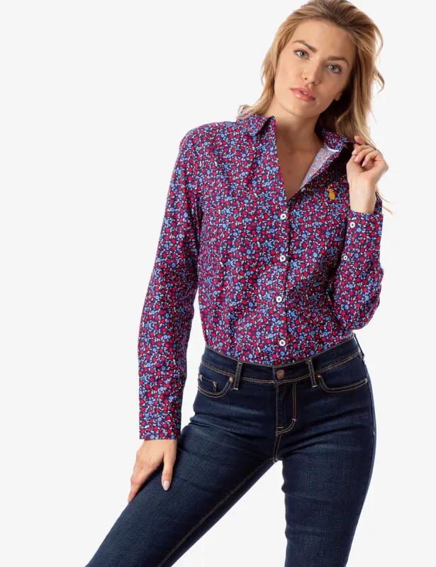 ALL OVER FLORAL PRINT POPLIN SHIRT made by U.S. Polo Assn.