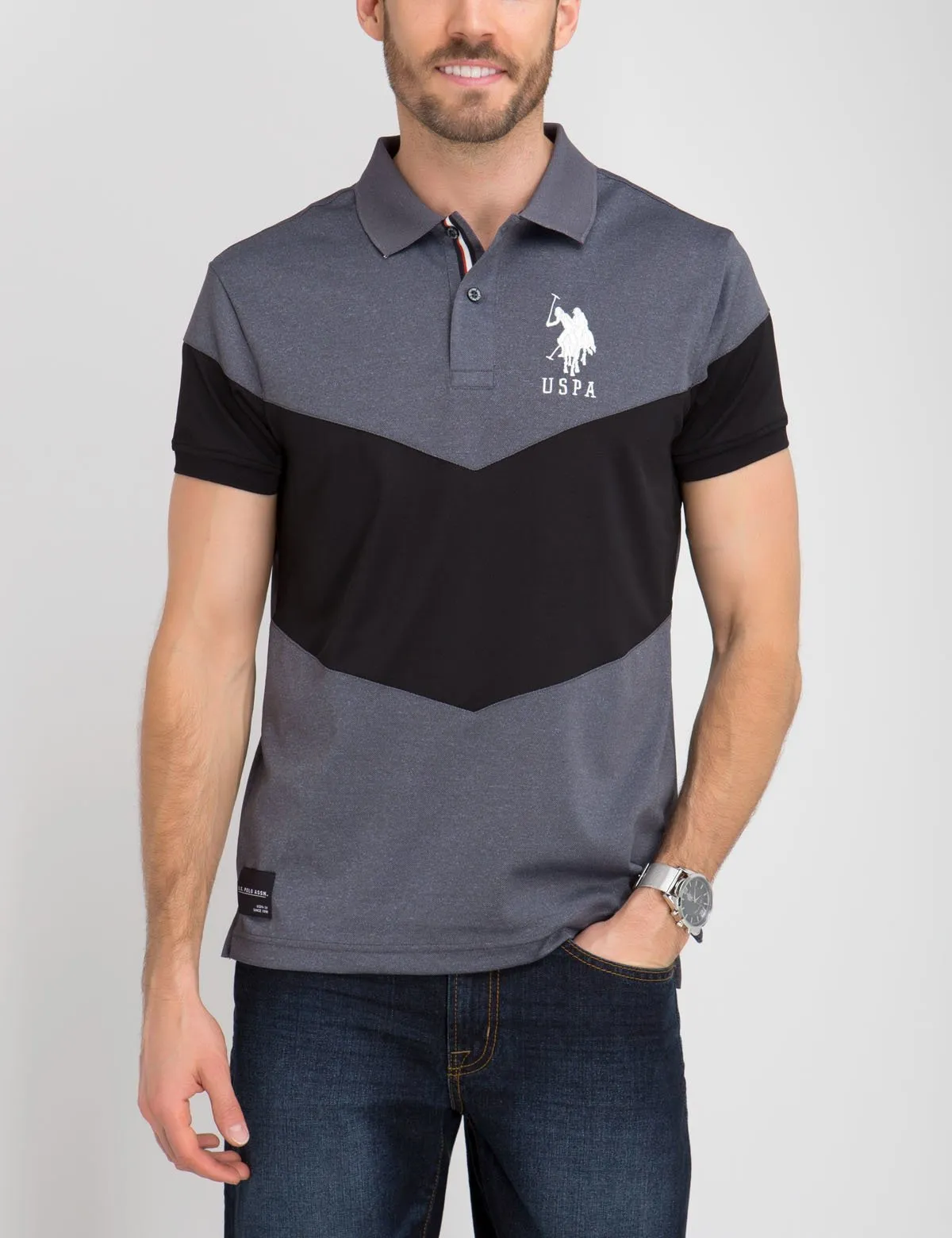 SLIM FIT PIQUE CHEVRON POLO SHIRT sold by U.S. Polo Assn.