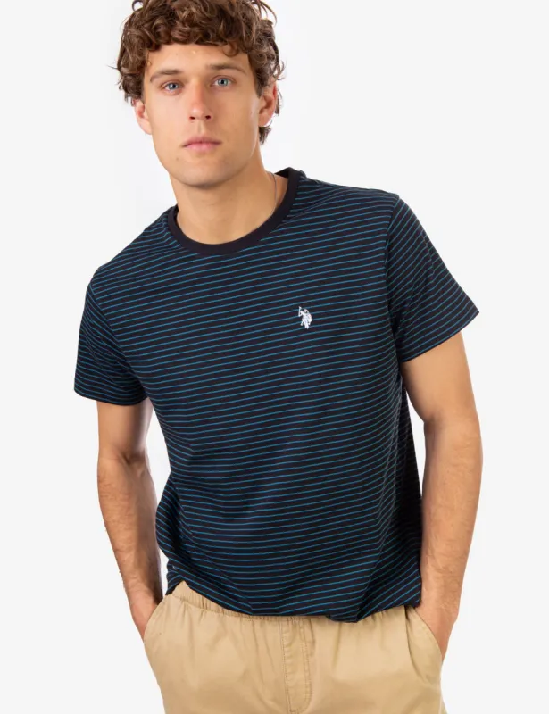 BLACK MALLET STRIPE CREW NECK T-SHIRT sold by U.S. Polo Assn.