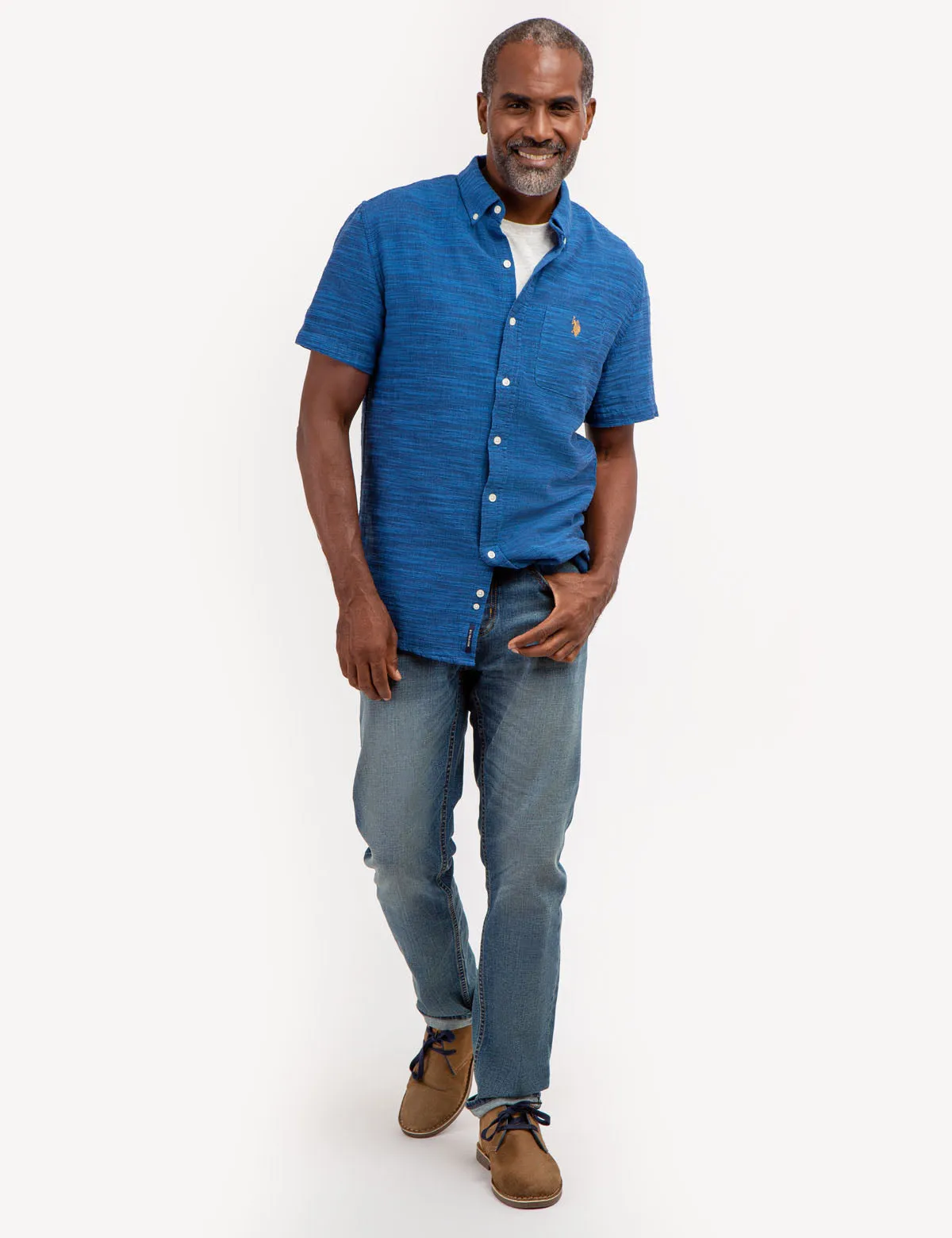 HORIZONTAL SLUB SHORT SLEEVE WOVEN SHIRT sold by U.S. Polo Assn. product image thumbnail 3